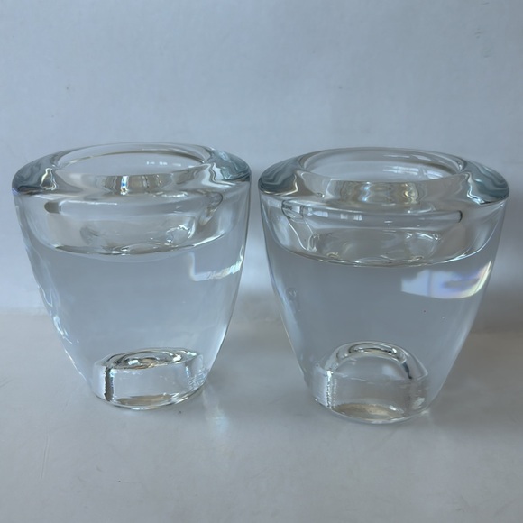 Heavy Glass votive and candle stick holder. Clear weighty glass set of two - Picture 4 of 7